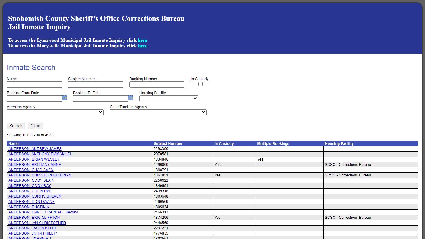 Inmate Search - SNO911